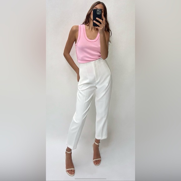 🆕 NWT🆕 Zara High Waisted White Pants - Picture 1 of 6